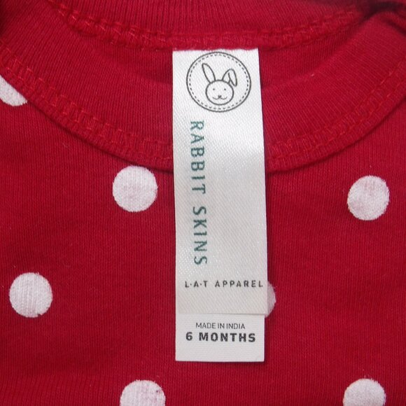 Rabbit Skins Girls Short Sleeve Red Polka Dot Body Suit 6 Months - Picture 5 of 5
